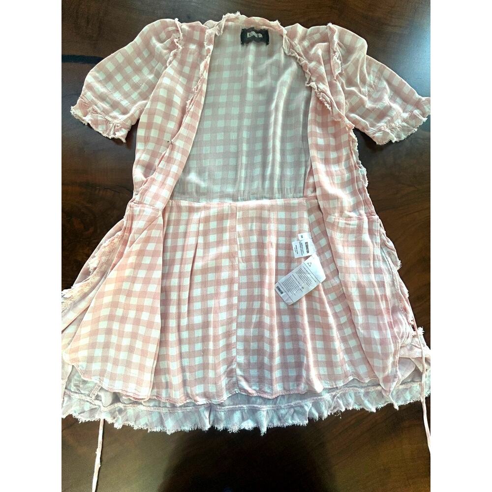 RARE Archival Reformation Surplus Baby Pink Gingham Wrap Dress XS - Picture 4 of 9